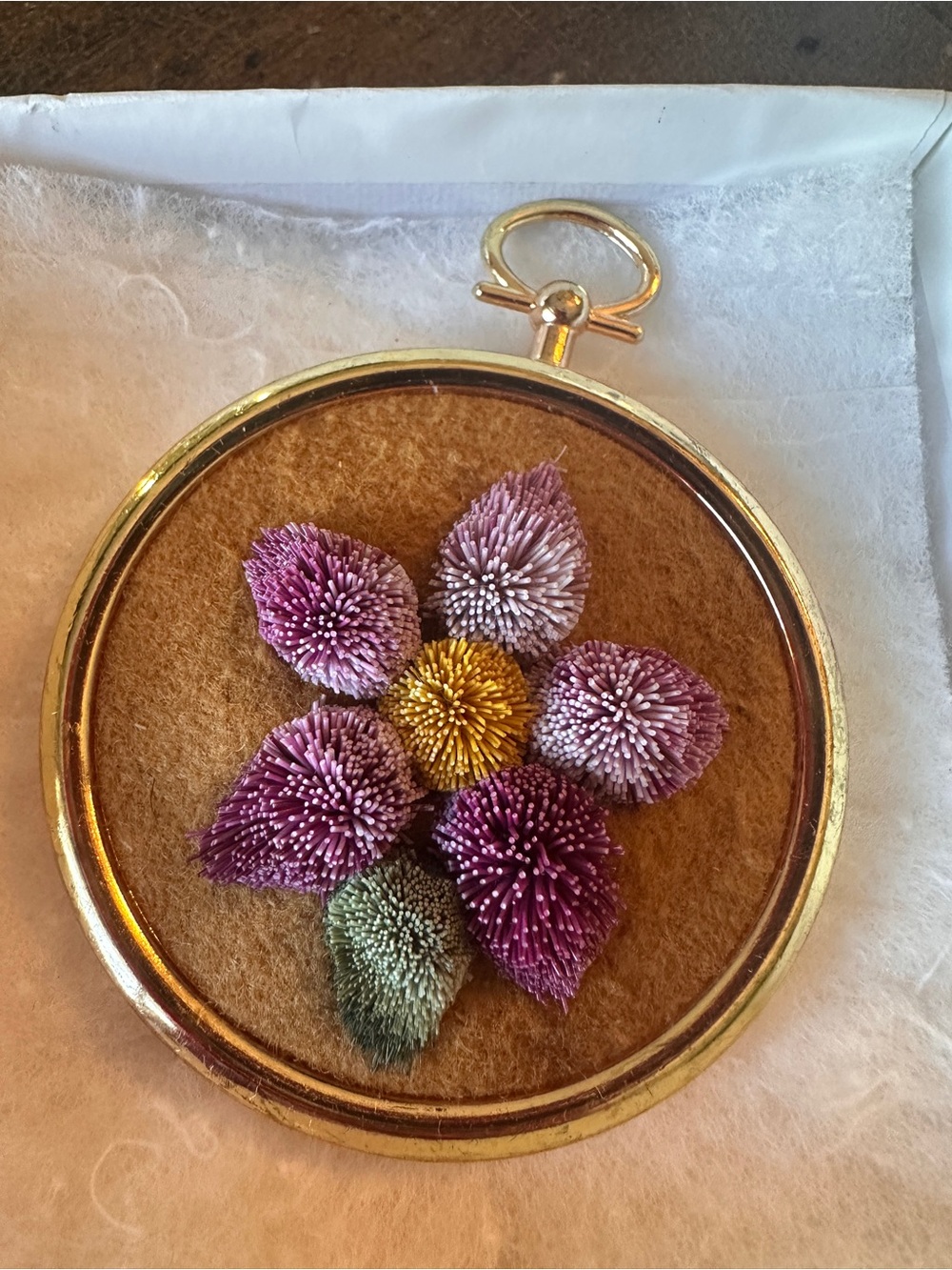 Vintage Indigenous Moosehair Tufting Floral Wall Art - Gladys Lavalle Yukon